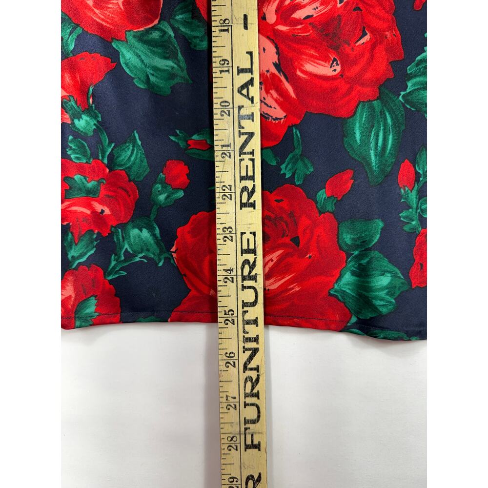 Vintage Carlisle 100% silk Floral print Sz 10 Blouse Red Roses long sleeve - Picture 11 of 11